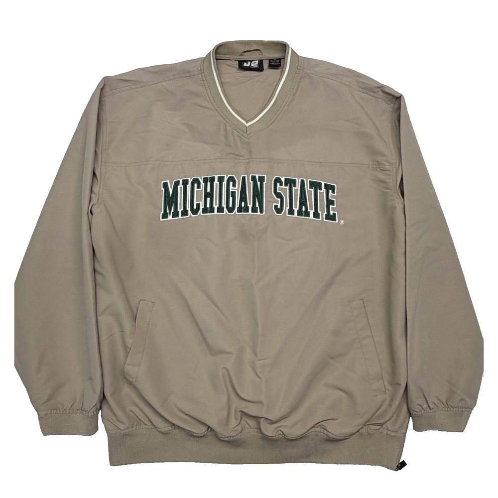 Michigan State Spartans Football Windbreaker XL Men's Jacket J2 Cream